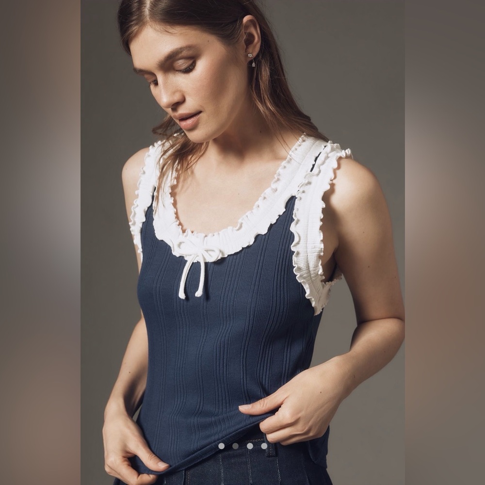 Maeve NWT Ruffled Tie Neck Tank Med